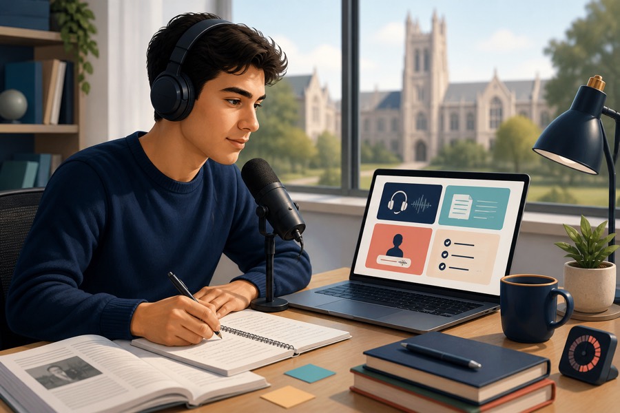 TOEFL sınavına hazırlanan öğrenci